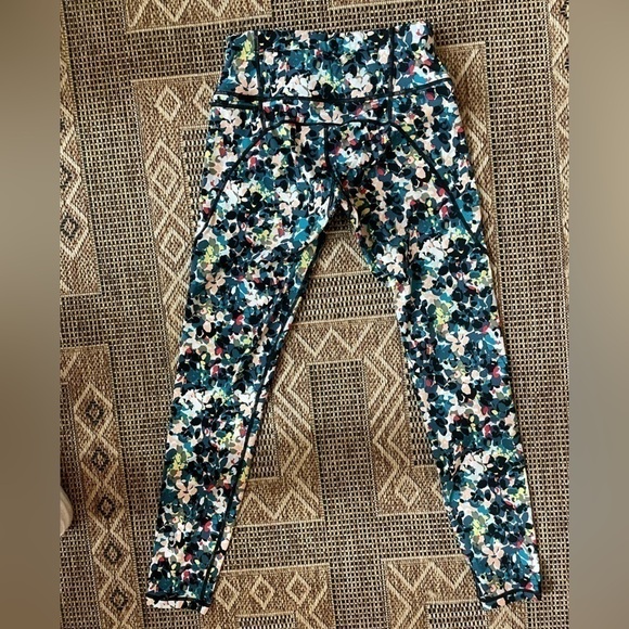 SWEATY BETTY Power Full Length Blue Floral Splash Workout Legging Size XS - Picture 2 of 5